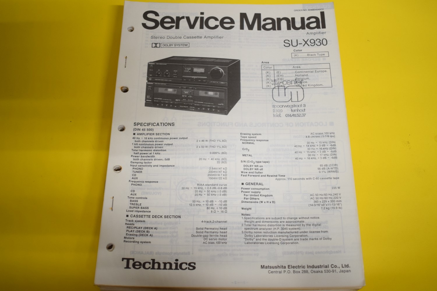 Technics SU-X930 Amplifier Service Manual  			